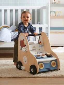 Chariot De Marche Avec Freins EN VOITURE SIMON En Bois FSC® Multicolore - Vertbaudet -Produits Pour Bébé chariot de marche avec freins en voiture simon en bois fsc 3