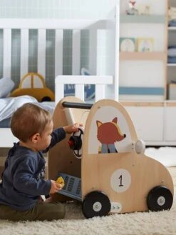 Chariot De Marche Avec Freins EN VOITURE SIMON En Bois FSC® Multicolore - Vertbaudet -Produits Pour Bébé chariot de marche avec freins en voiture simon en bois fsc 4