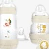 Coffret Naissance Biberons + Tétines + Sucette MAM Lin - Mam -Produits Pour Bébé coffret naissance biberons tetines sucette mam