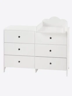 Commode 6 Tiroirs LIGNE SIRIUS Blanc Clair Uni - Vertbaudet -Produits Pour Bébé commode 6 tiroirs ligne sirius 4