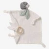 Doudou Carré En Coton Bio* Et Polyester + Hochet Rond LOVELY NATURE Blanc Moyen Uni Avec Decor - Vertbaudet -Produits Pour Bébé doudou carre en coton bio et polyester hochet rond lovely nature