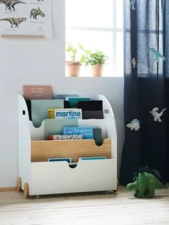 Etagère Pour Livres à Roulettes LIGNE SCHOOL Rose - Vertbaudet -Produits Pour Bébé etagere pour livres a roulettes ligne school 3