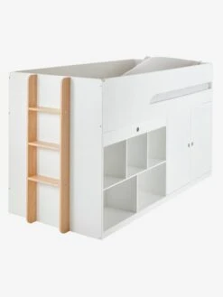Lit Mi Hauteur Avec Bureau Coulissable Combiné CAMELEO Blanc Mate - Vertbaudet -Produits Pour Bébé lit mi hauteur avec bureau coulissable combine cameleo 4