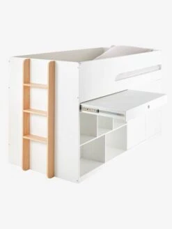 Lit Mi Hauteur Avec Bureau Coulissable Combiné CAMELEO Blanc Mate - Vertbaudet -Produits Pour Bébé lit mi hauteur avec bureau coulissable combine cameleo 5