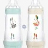Lot De 2 Biberons 320 Ml MAM Easy Start Anti-colique Time For Love Aqua - Mam -Produits Pour Bébé lot de 2 biberons 320 ml mam easy start anti colique time for love