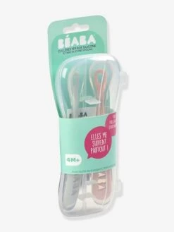 Lot De 2 Cuillères Ergonomiques D'apprentissage + Boîte De Transport BEABA Rose/gris - Beaba -Produits Pour Bébé lot de 2 cuilleres ergonomiques dapprentissage boite de transport beaba 2