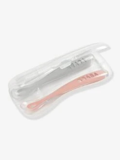 Lot De 2 Cuillères Ergonomiques D'apprentissage + Boîte De Transport BEABA Rose/gris - Beaba -Produits Pour Bébé lot de 2 cuilleres ergonomiques dapprentissage boite de transport beaba 3
