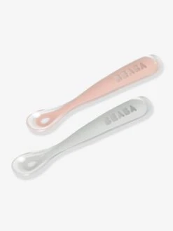 Lot De 2 Cuillères Ergonomiques D'apprentissage + Boîte De Transport BEABA Rose/gris - Beaba -Produits Pour Bébé lot de 2 cuilleres ergonomiques dapprentissage boite de transport beaba 4