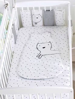 Lot De 2 Draps-housses Bébé En Jersey Extensible Imprimé étoiles Gris Chiné/blanc - Vertbaudet -Produits Pour Bébé lot de 2 draps housses bebe en jersey extensible imprime etoiles 2