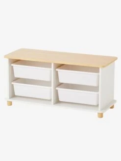 Meuble De Rangement + 4 Bacs LIGNE PTILOU Blanc/bois - Vertbaudet -Produits Pour Bébé meuble de rangement 4 bacs ligne ptilou 2