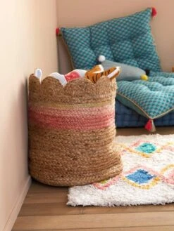Panier En Jute Festonné Fiore Osier/rose - Vertbaudet -Produits Pour Bébé panier en jute festonne fiore 2
