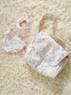 Sac à Langer Poupon + Couche + Bavoir En Gaze De Coton Rose - Vertbaudet -Produits Pour Bébé sac a langer poupon couche bavoir en gaze de coton 2