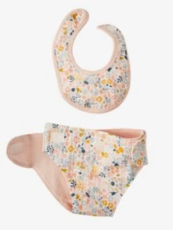 Sac à Langer Poupon + Couche + Bavoir En Gaze De Coton Rose - Vertbaudet -Produits Pour Bébé sac a langer poupon couche bavoir en gaze de coton 4