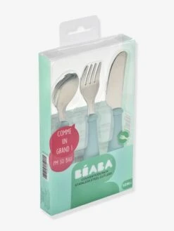Set 3 Couverts D'apprentissage Inox BEABA Airy Green - Beaba -Produits Pour Bébé set 3 couverts dapprentissage inox beaba 2