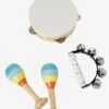 Set 3 Instruments : Maracas, Tambourin, Grelots En Bois FSC® Multicolore - Vertbaudet -Produits Pour Bébé set 3 instruments maracas tambourin grelots en bois fsc
