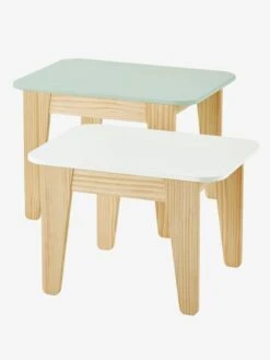 Tables Gigognes Gris Vert/bois + Blanc/bois - Vertbaudet -Produits Pour Bébé tables gigognes 2