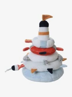 Tour à Empiler En Tissu LEON SUR LE PONTON Multicolore - Vertbaudet -Produits Pour Bébé tour a empiler en tissu leon sur le ponton 2